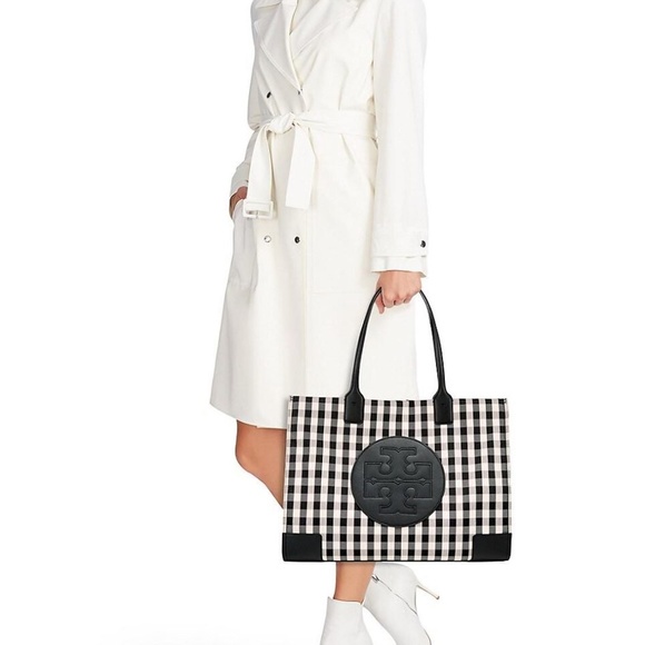 Tory Burch Black and White Checkered Tote - Picture 13 of 13